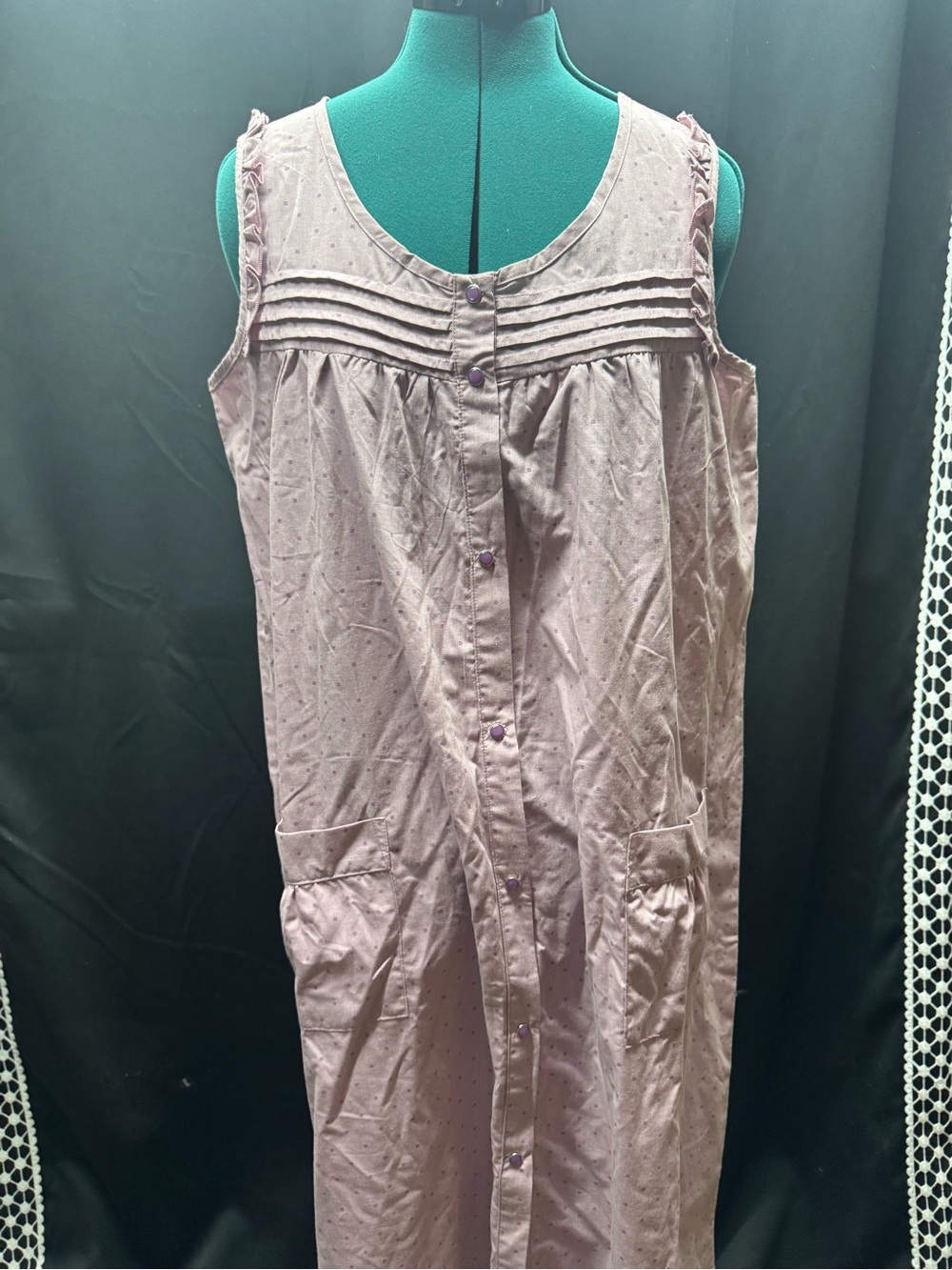 Basic Editions Sleeveless Button-Front Nightgown in Lavender